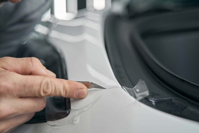 Self-Healing paint protection film on a car